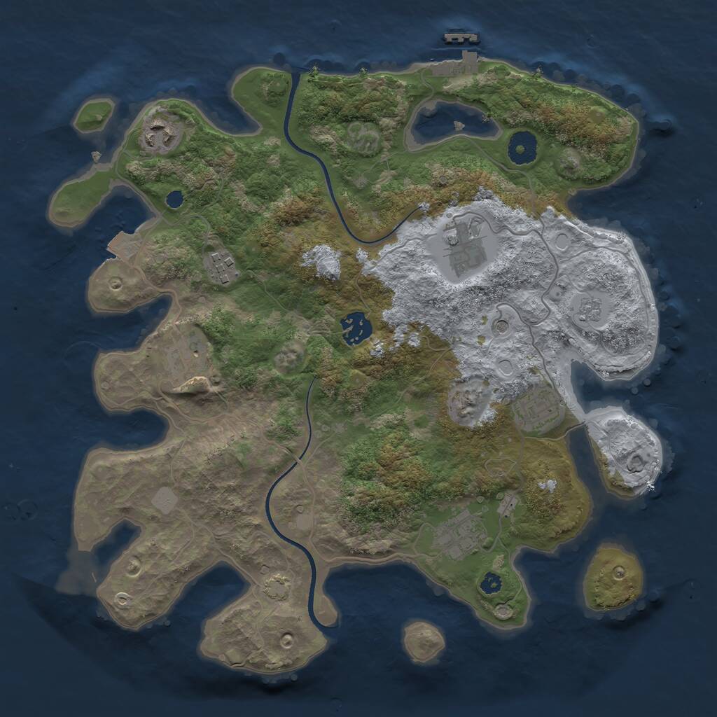 Rust Map: Procedural Map, Size: 3400, Seed: 163751623, 12 Monuments