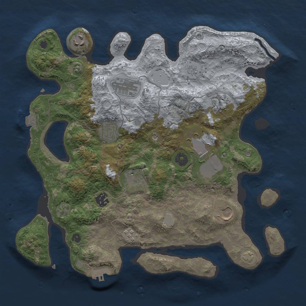 Rust Map: Procedural Map, Size: 3500, Seed: 94825239, 16 Monuments