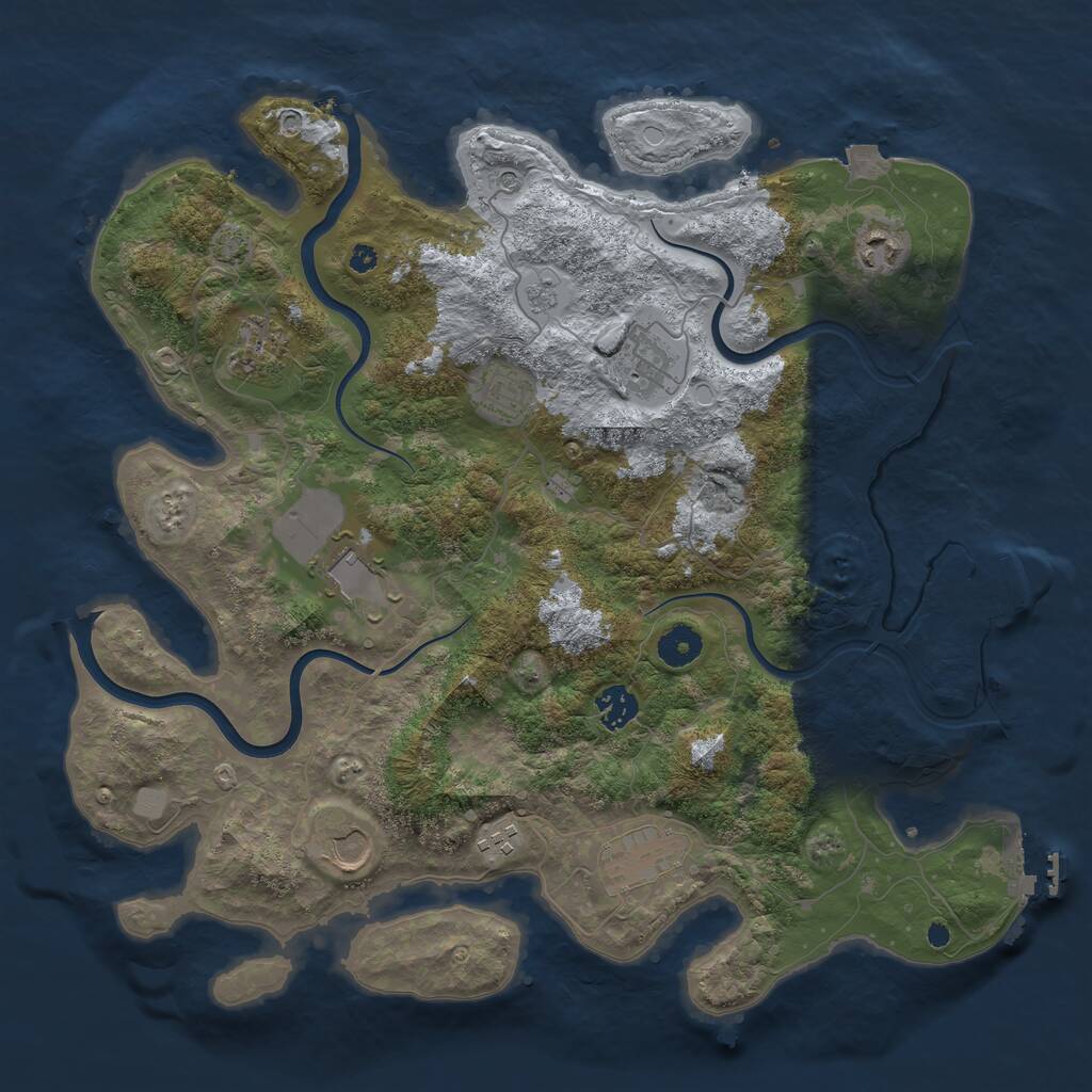 Rust Map: Procedural Map, Size: 3900, Seed: 1302485352, 15 Monuments