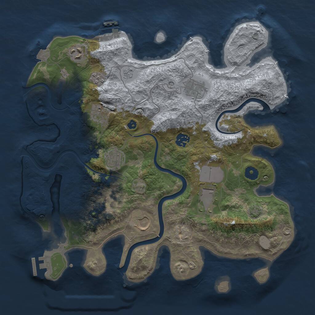 Rust Map: Procedural Map, Size: 3500, Seed: 812303, 14 Monuments