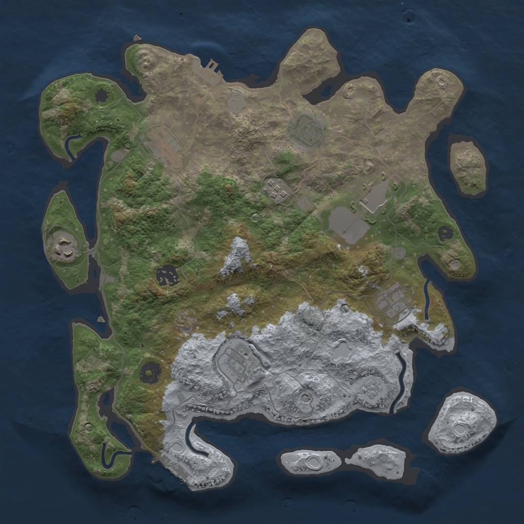 Rust Map: Procedural Map, Size: 3500, Seed: 73612868, 15 Monuments