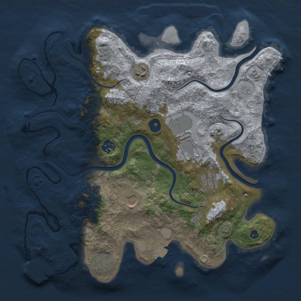 Rust Map: Procedural Map, Size: 3500, Seed: 57949688, 12 Monuments