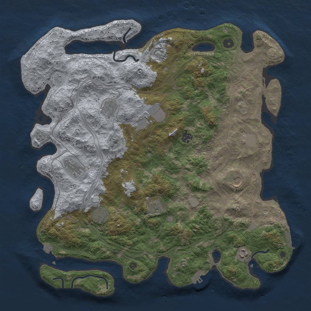 Rust Map: Procedural Map, Size: 4500, Seed: 1742099425, 19 Monuments