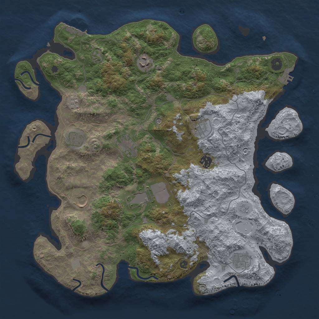 Rust Map: Procedural Map, Size: 4000, Seed: 70500, 18 Monuments