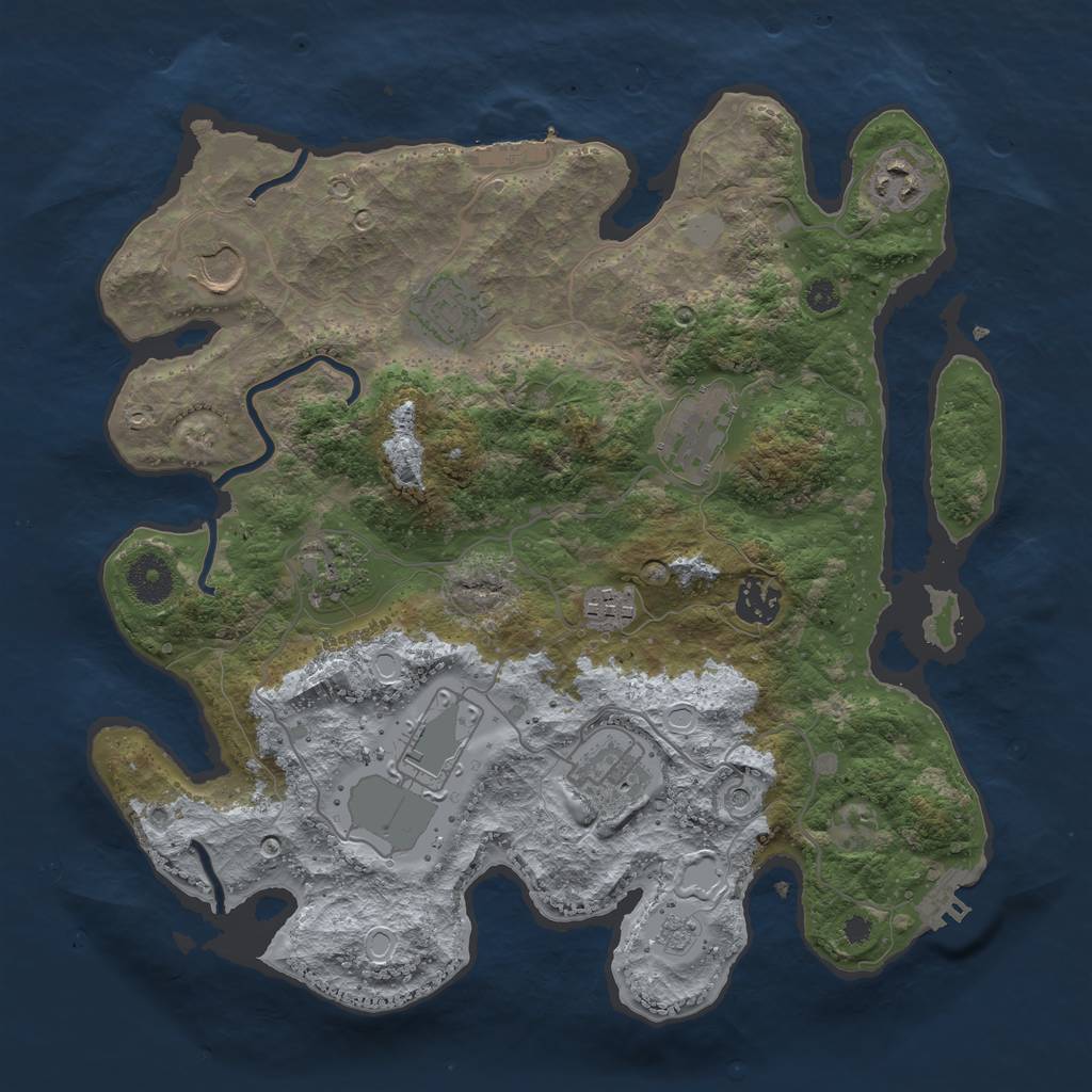 Rust Map: Procedural Map, Size: 3500, Seed: 22637729, 18 Monuments