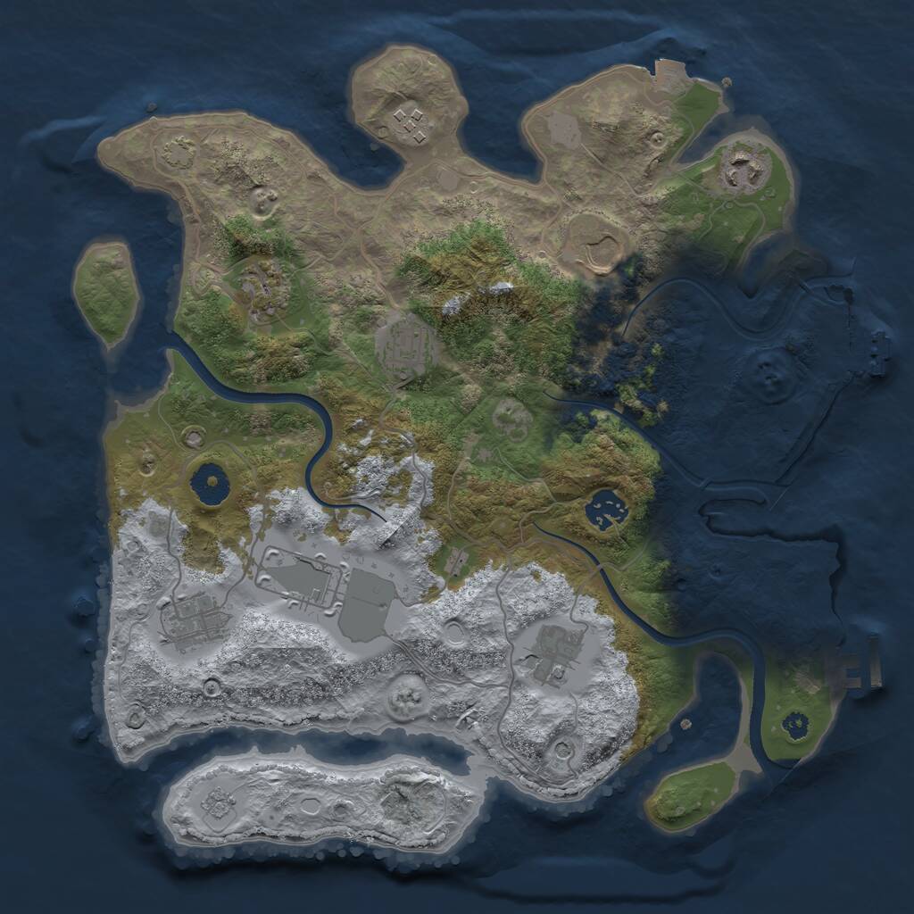 Rust Map: Procedural Map, Size: 3500, Seed: 35339615, 15 Monuments
