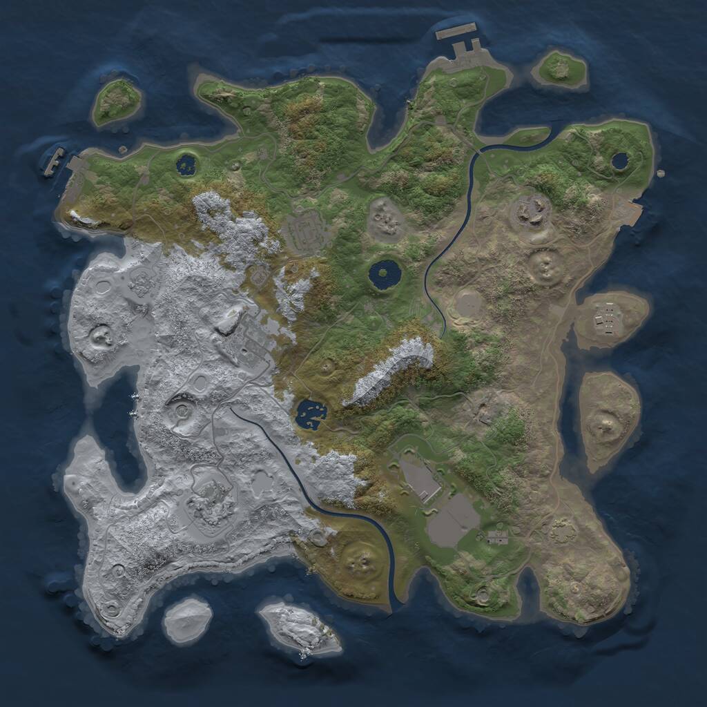 Rust Map: Procedural Map, Size: 3500, Seed: 89710990, 13 Monuments