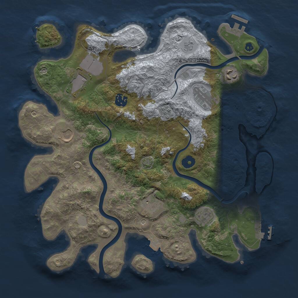 Rust Map: Procedural Map, Size: 3500, Seed: 73338918, 14 Monuments