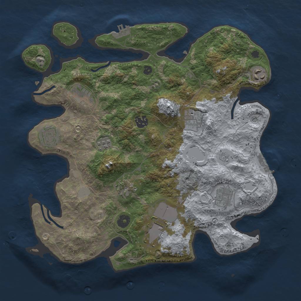 Rust Map: Procedural Map, Size: 3500, Seed: 20273096, 16 Monuments