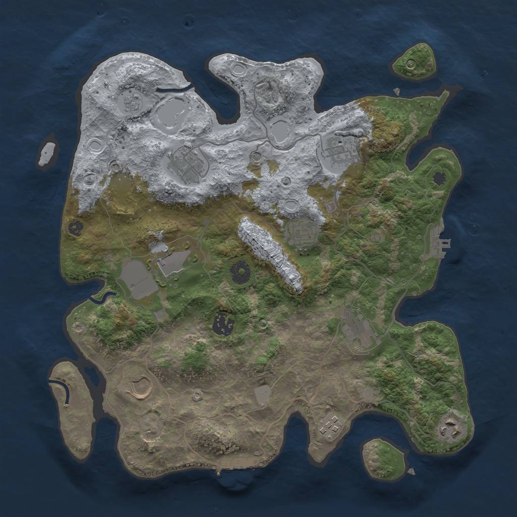 Rust Map: Procedural Map, Size: 3500, Seed: 8535199, 18 Monuments
