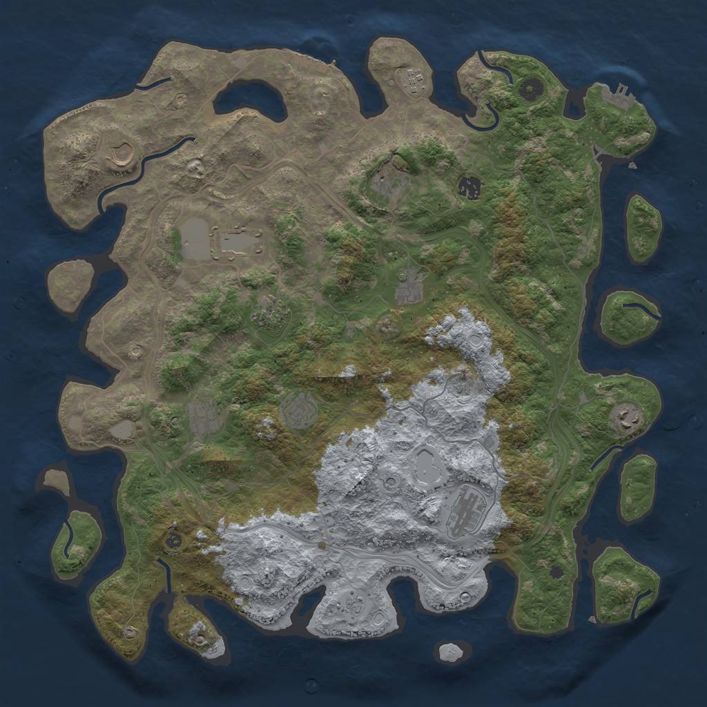 Rust Map: Procedural Map, Size: 4500, Seed: 698440643, 18 Monuments