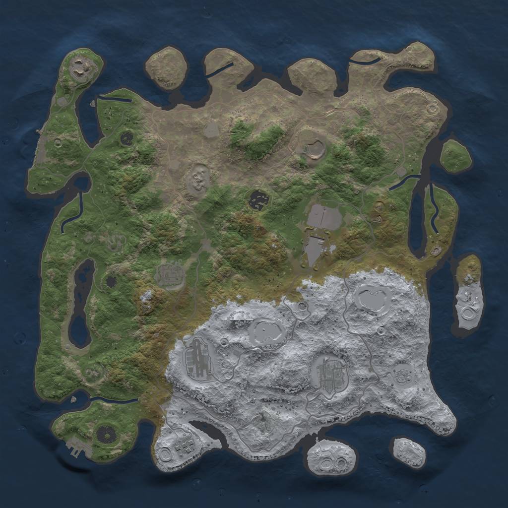 Rust Map: Procedural Map, Size: 4000, Seed: 48600, 17 Monuments