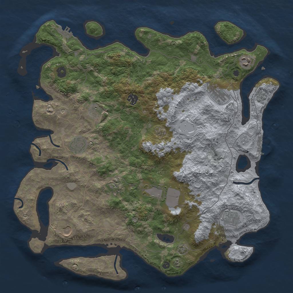 Rust Map: Procedural Map, Size: 4100, Seed: 1210400294, 18 Monuments