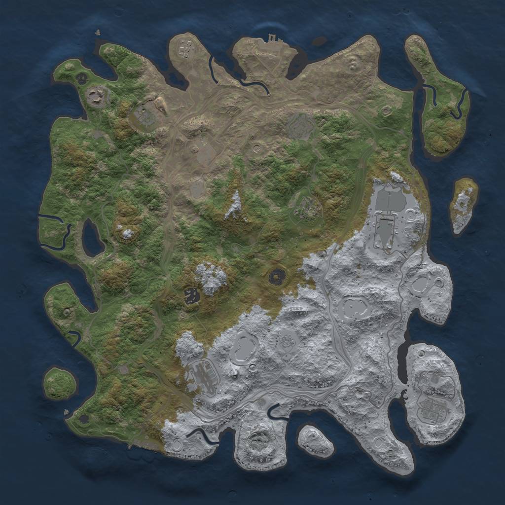 Rust Map: Procedural Map, Size: 4500, Seed: 555435788, 17 Monuments