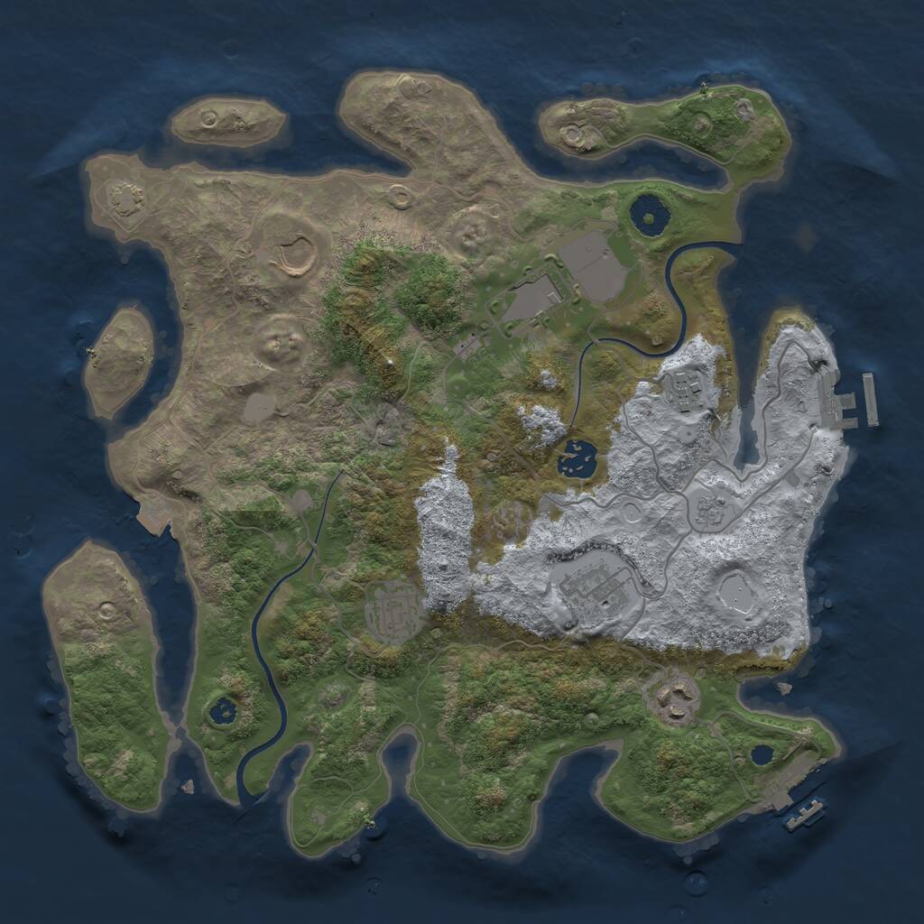 Rust Map: Procedural Map, Size: 3500, Seed: 2097404500, 12 Monuments
