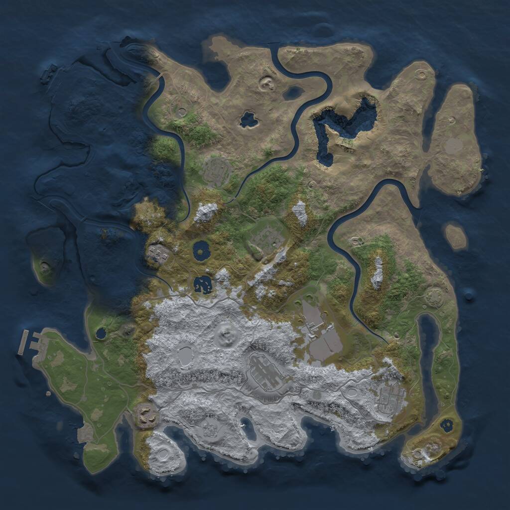 Rust Map: Procedural Map, Size: 4000, Seed: 8668, 14 Monuments