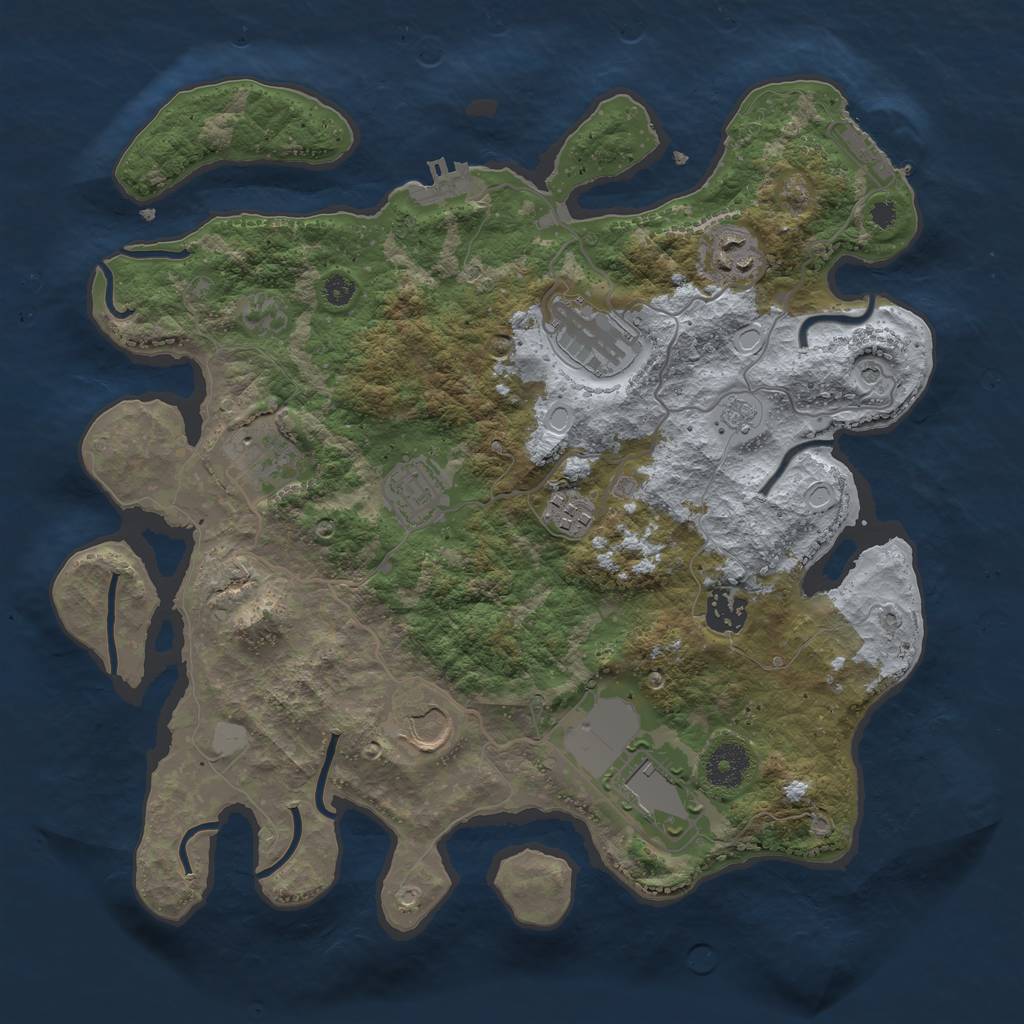 Rust Map: Procedural Map, Size: 3500, Seed: 81412856, 17 Monuments