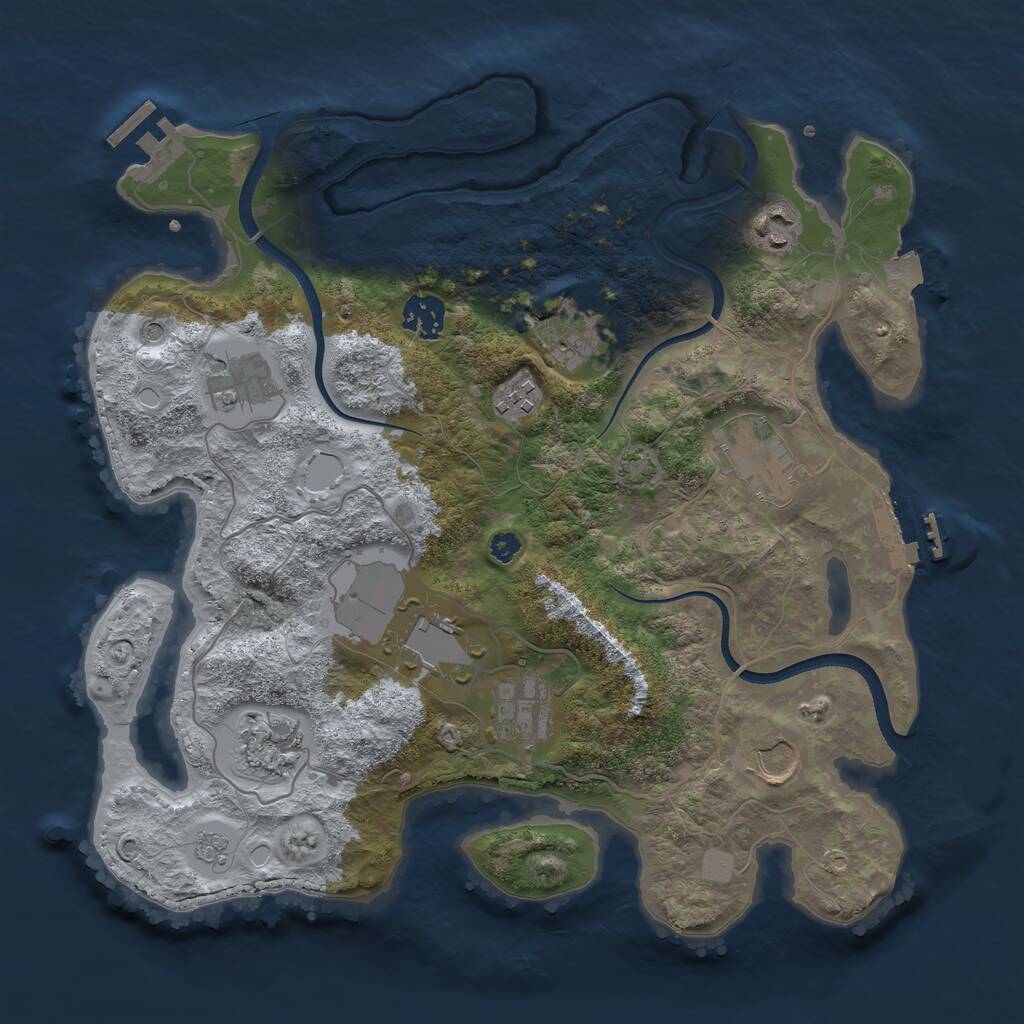 Rust Map: Procedural Map, Size: 3500, Seed: 60503401, 16 Monuments