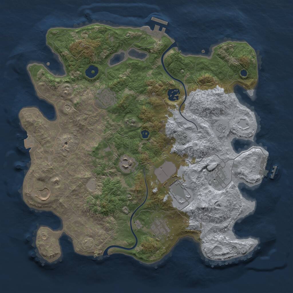 Rust Map: Procedural Map, Size: 3500, Seed: 61127569, 14 Monuments