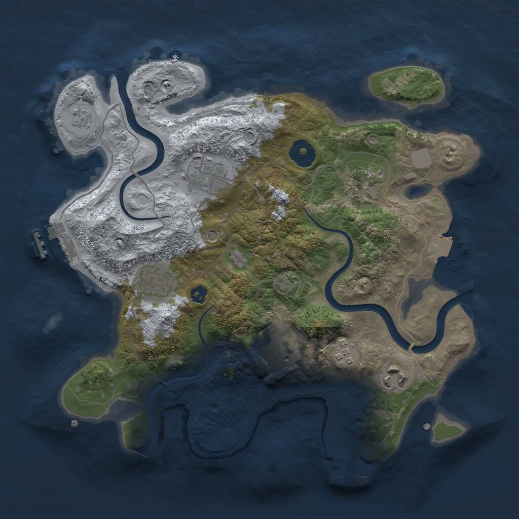Rust Map: Procedural Map, Size: 3000, Seed: 5777544, 12 Monuments