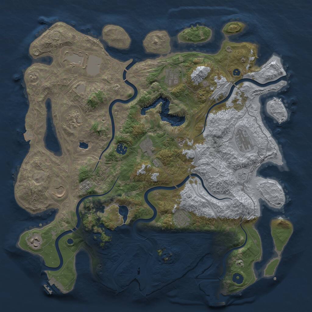 Rust Map: Procedural Map, Size: 4250, Seed: 649876512, 16 Monuments