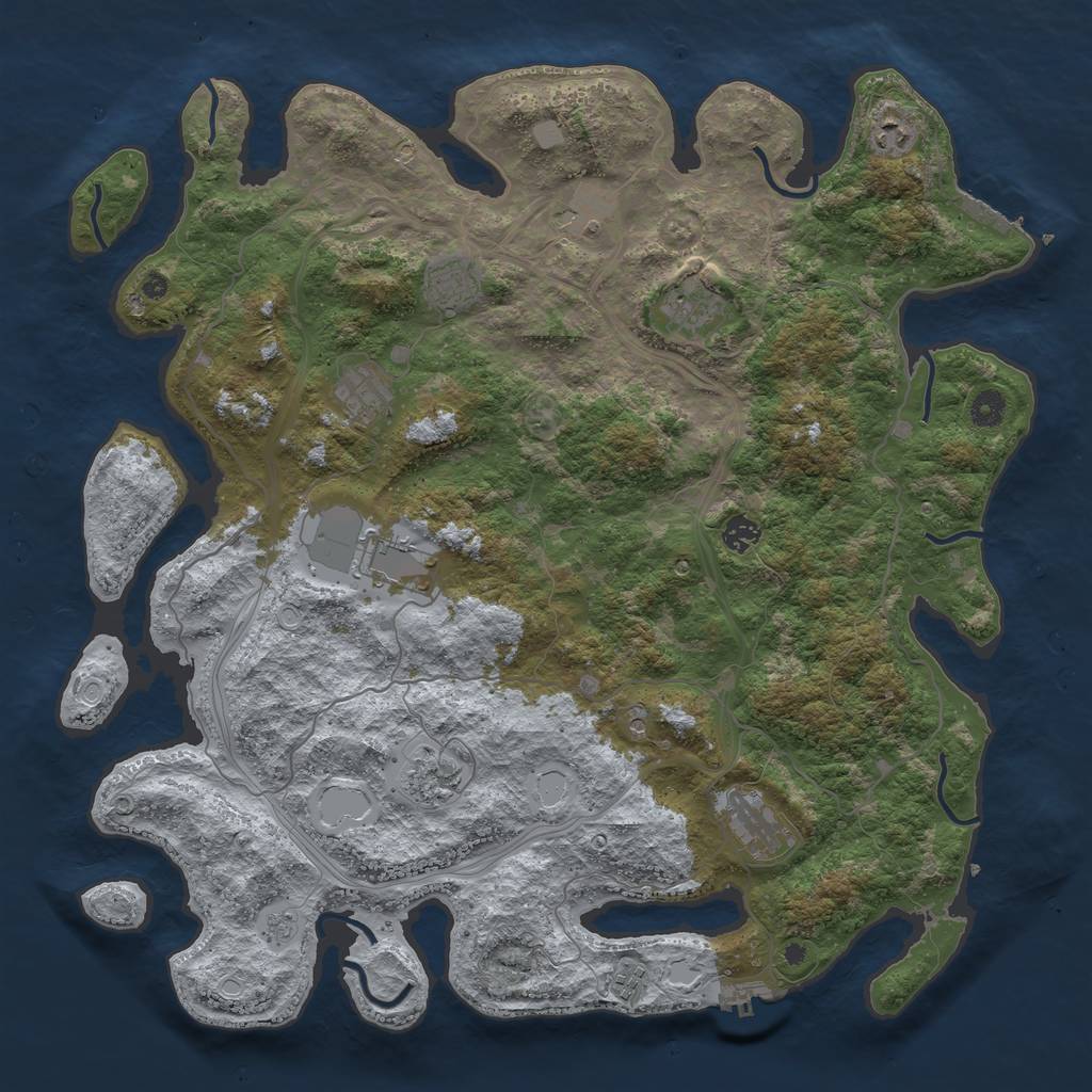 Rust Map: Procedural Map, Size: 4500, Seed: 2000000001, 17 Monuments