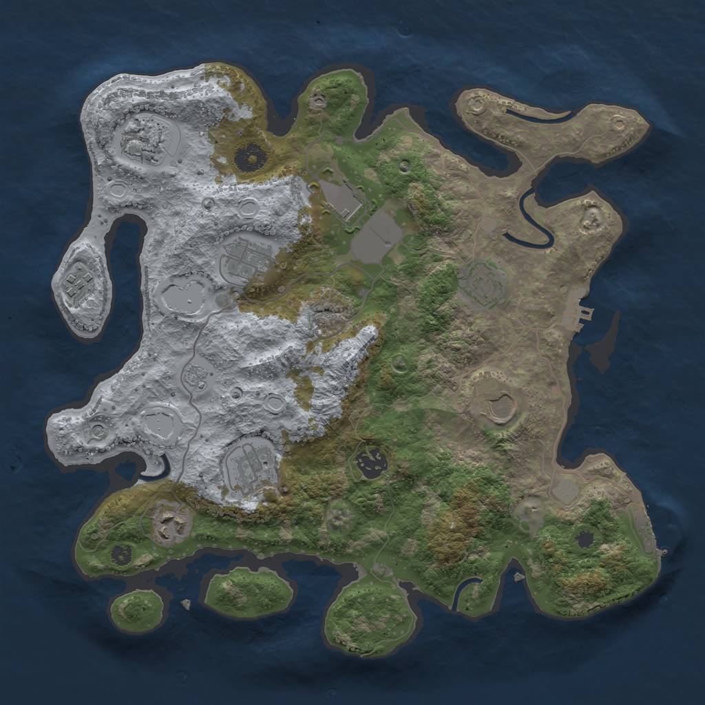 Rust Map: Procedural Map, Size: 3500, Seed: 31118266, 16 Monuments