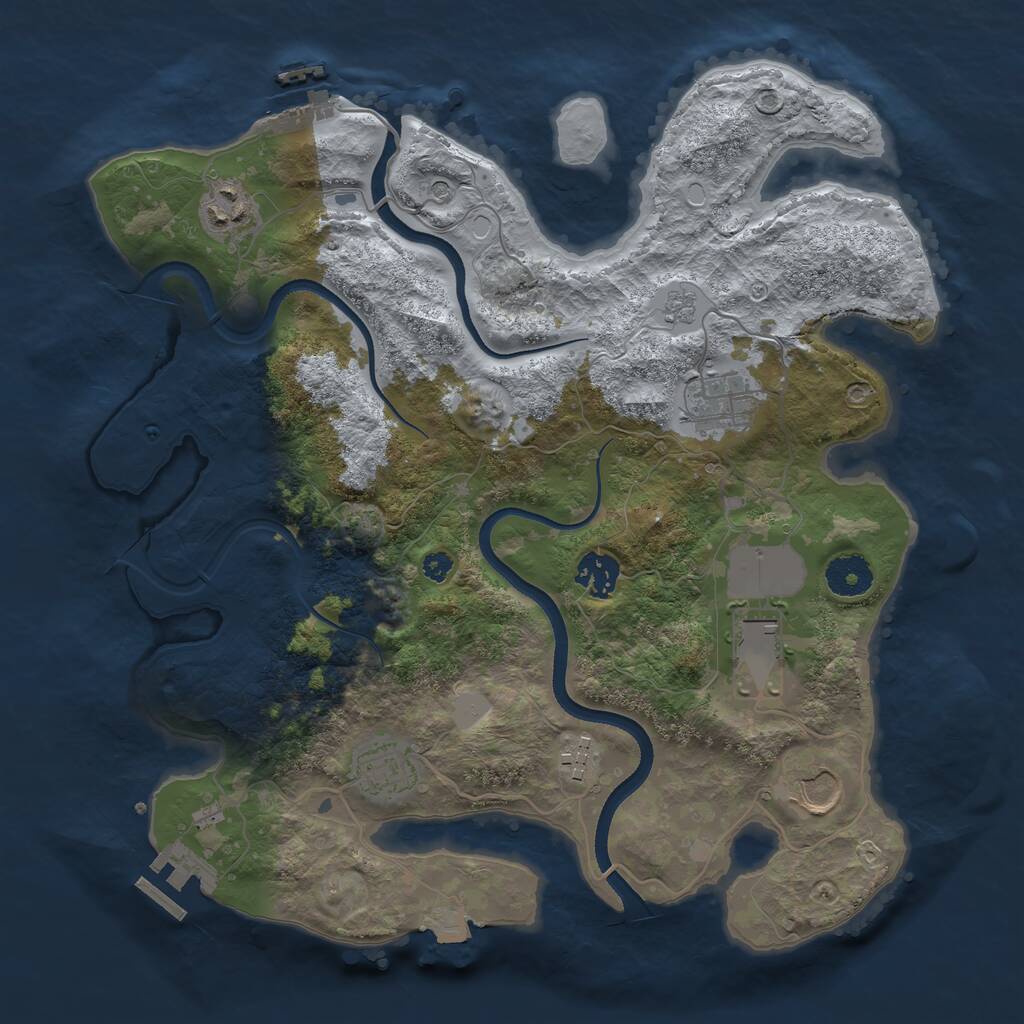 Rust Map: Procedural Map, Size: 3500, Seed: 85051988, 13 Monuments