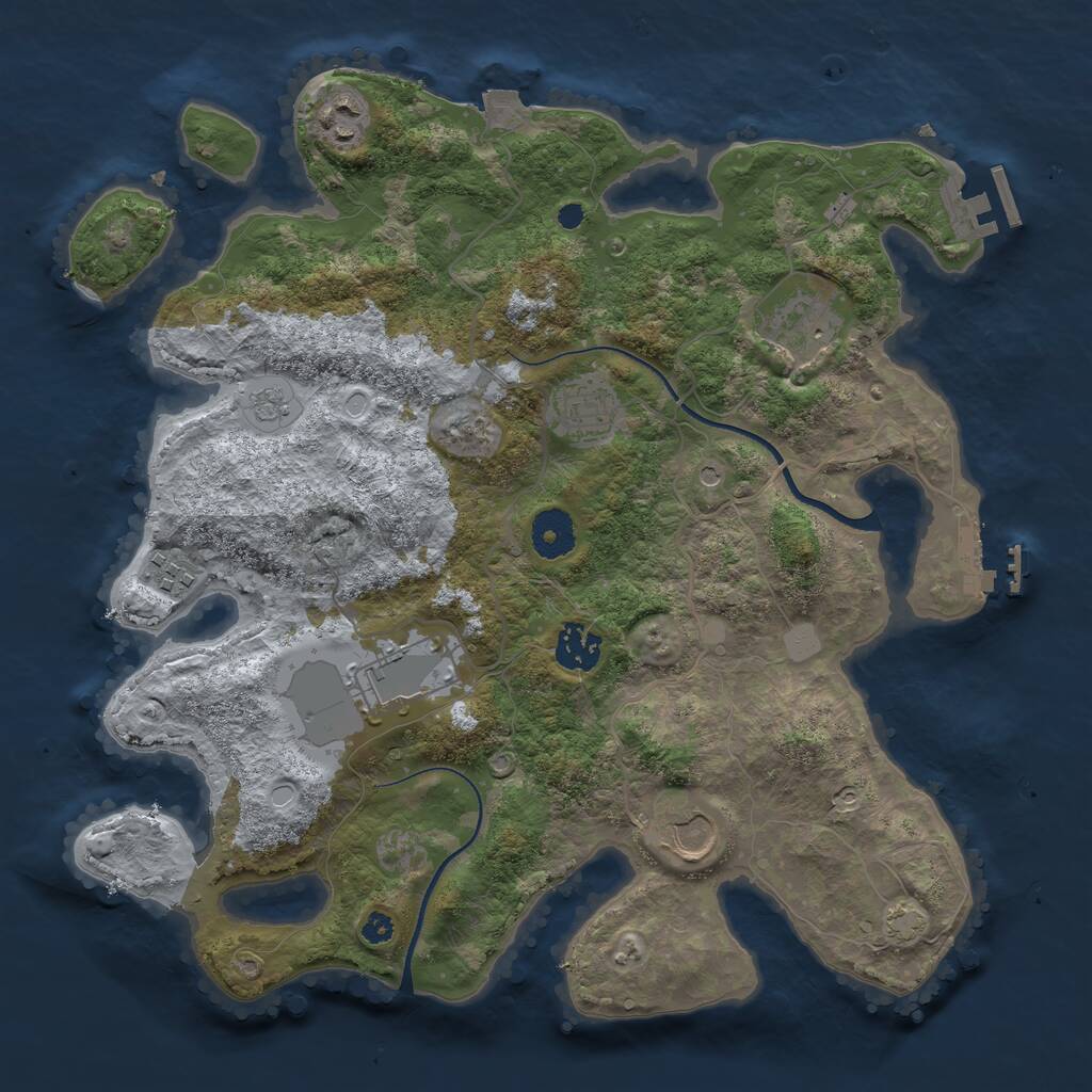 Rust Map: Procedural Map, Size: 3500, Seed: 26852584, 13 Monuments