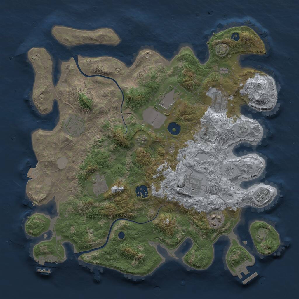 Rust Map: Procedural Map, Size: 3500, Seed: 1166674546, 14 Monuments