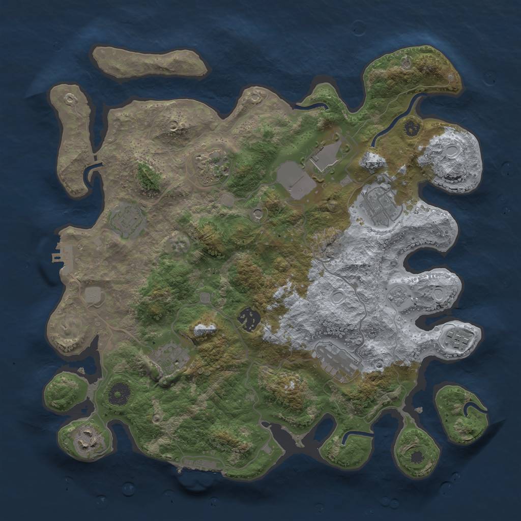 Rust Map: Procedural Map, Size: 3500, Seed: 1166674546, 18 Monuments