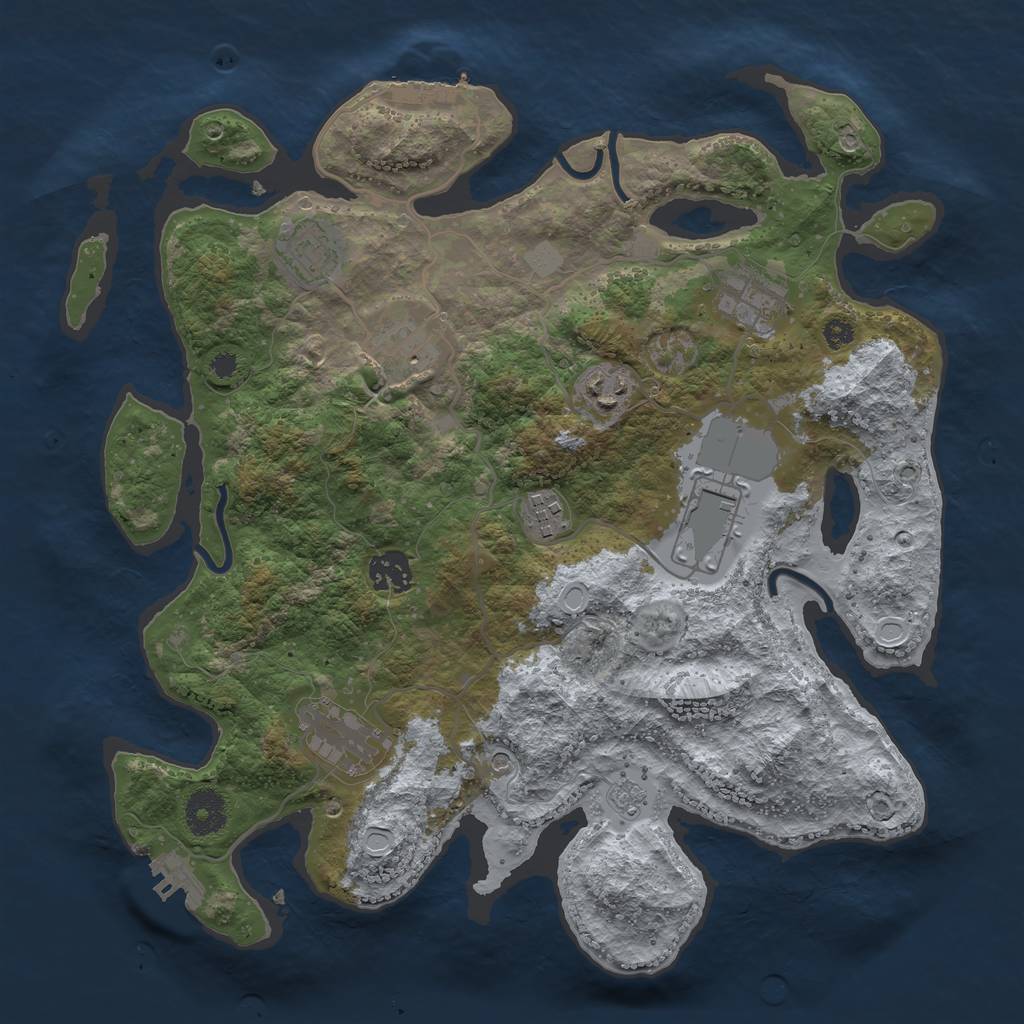 Rust Map: Procedural Map, Size: 3500, Seed: 812529316, 17 Monuments