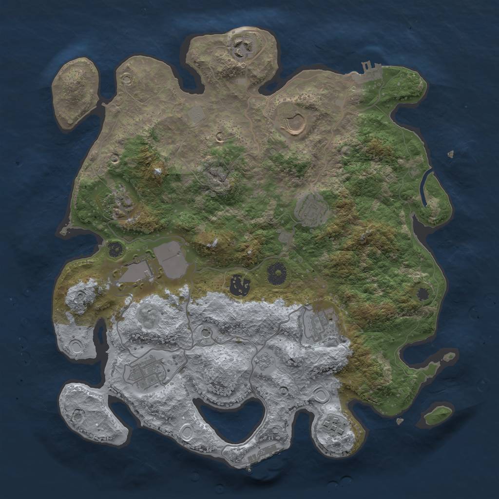 Rust Map: Procedural Map, Size: 3500, Seed: 69097408, 18 Monuments