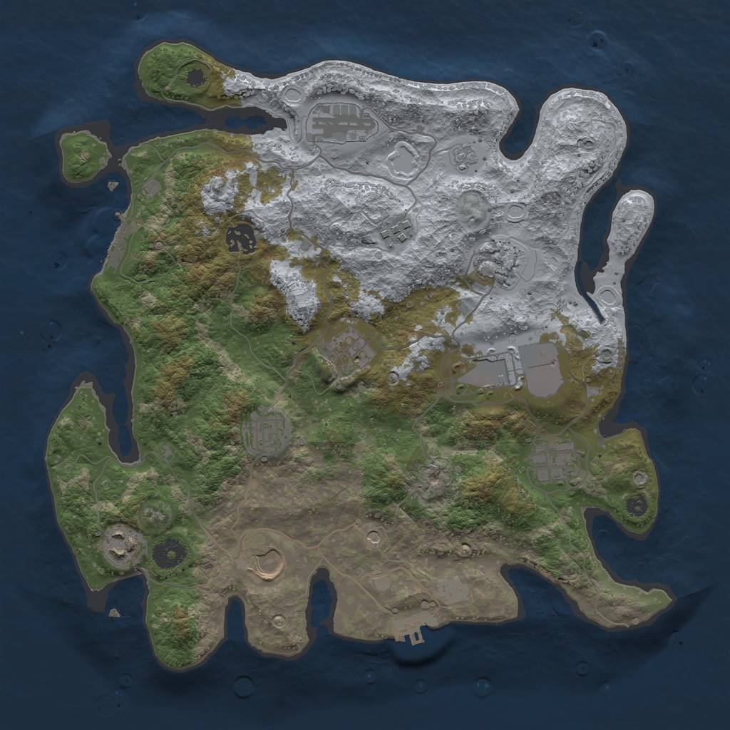 Rust Map: Procedural Map, Size: 3500, Seed: 84053265, 19 Monuments