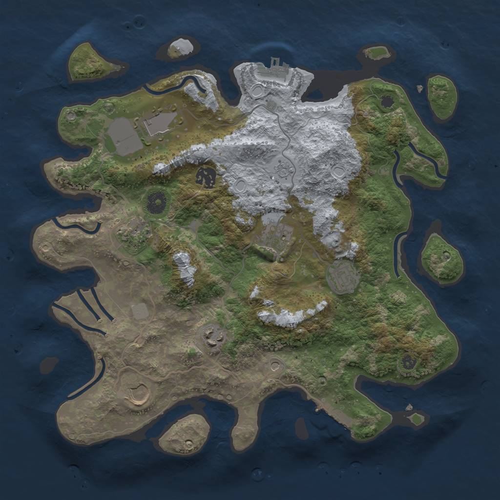 Rust Map: Procedural Map, Size: 3500, Seed: 75101259, 16 Monuments
