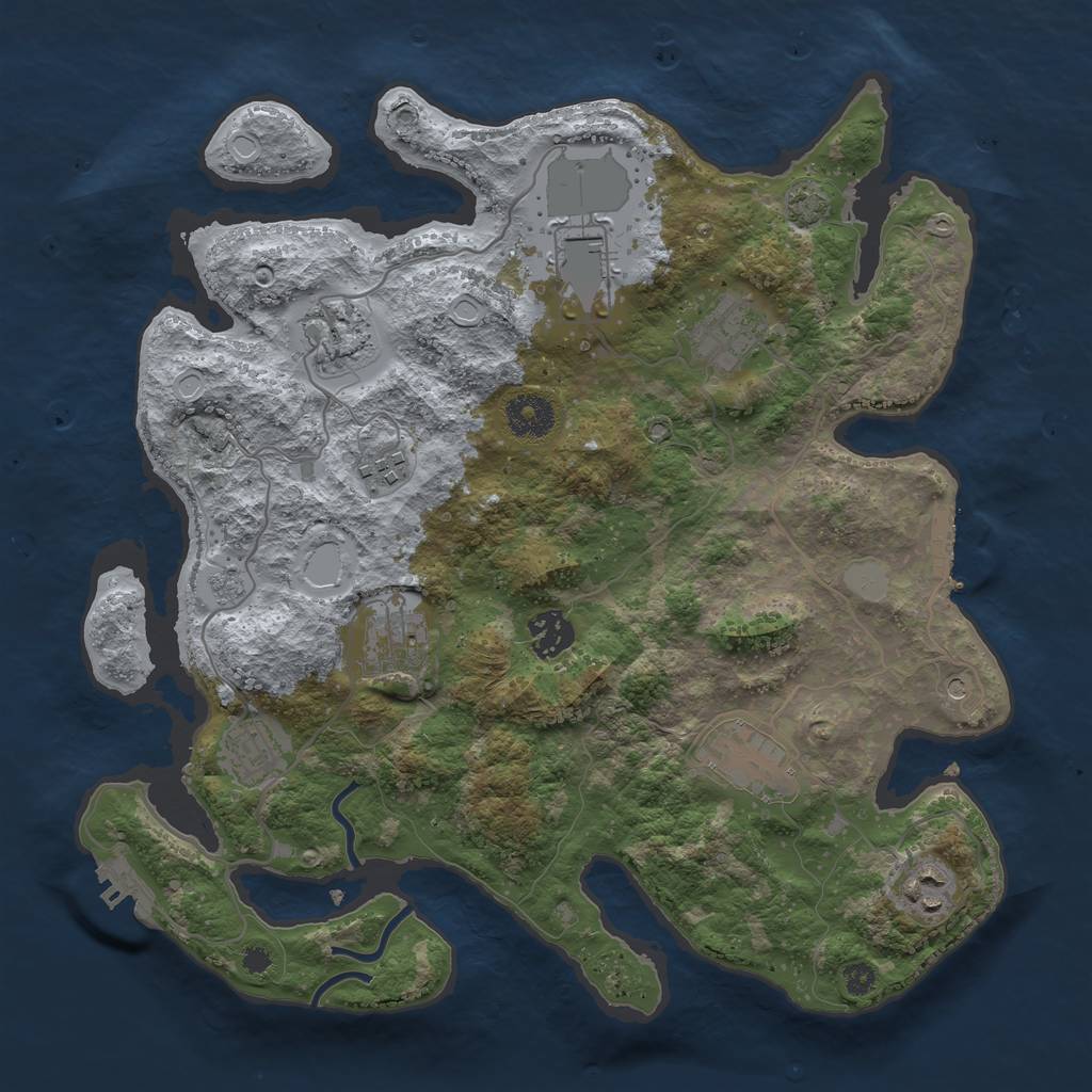 Rust Map: Procedural Map, Size: 3500, Seed: 98976184, 17 Monuments