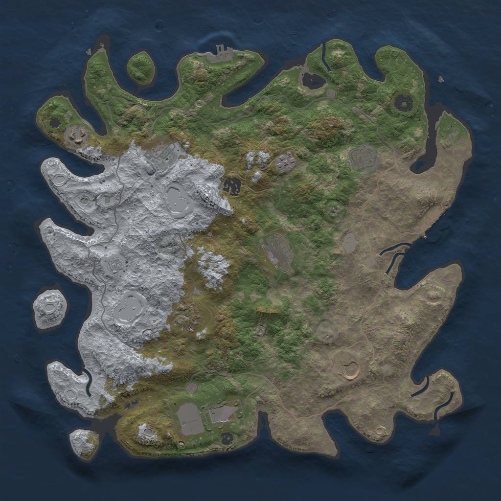Rust Map: Procedural Map, Size: 4098, Seed: 13860, 16 Monuments