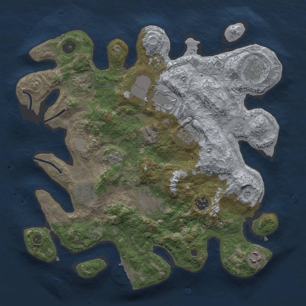 Rust Map: Procedural Map, Size: 3500, Seed: 58950755, 15 Monuments