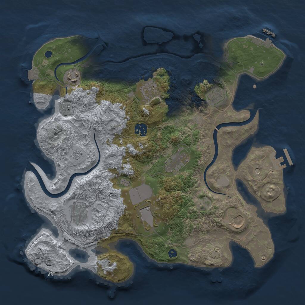 Rust Map: Procedural Map, Size: 3500, Seed: 35446634, 15 Monuments