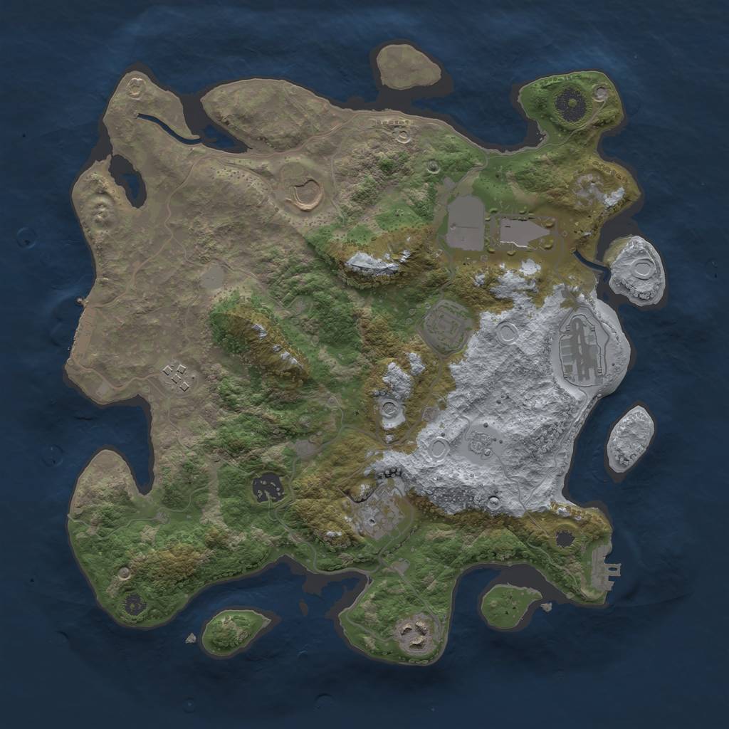 Rust Map: Procedural Map, Size: 3500, Seed: 25619685, 17 Monuments