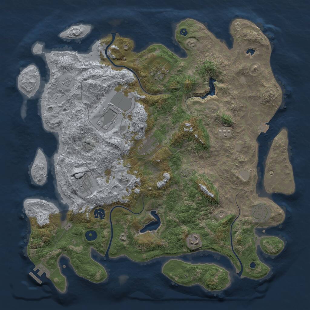 Rust Map: Procedural Map, Size: 4096, Seed: 2032507035, 13 Monuments