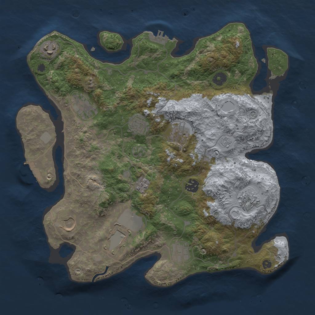 Rust Map: Procedural Map, Size: 3500, Seed: 44626847, 19 Monuments