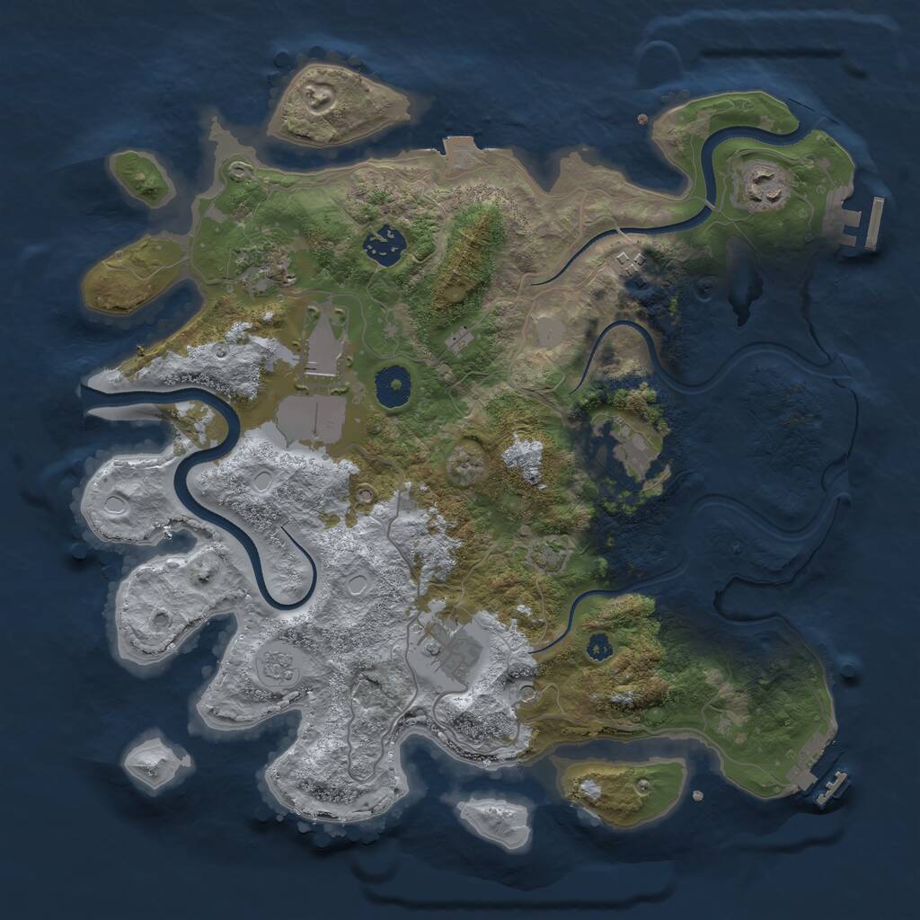 Rust Map: Procedural Map, Size: 3500, Seed: 59699596, 13 Monuments
