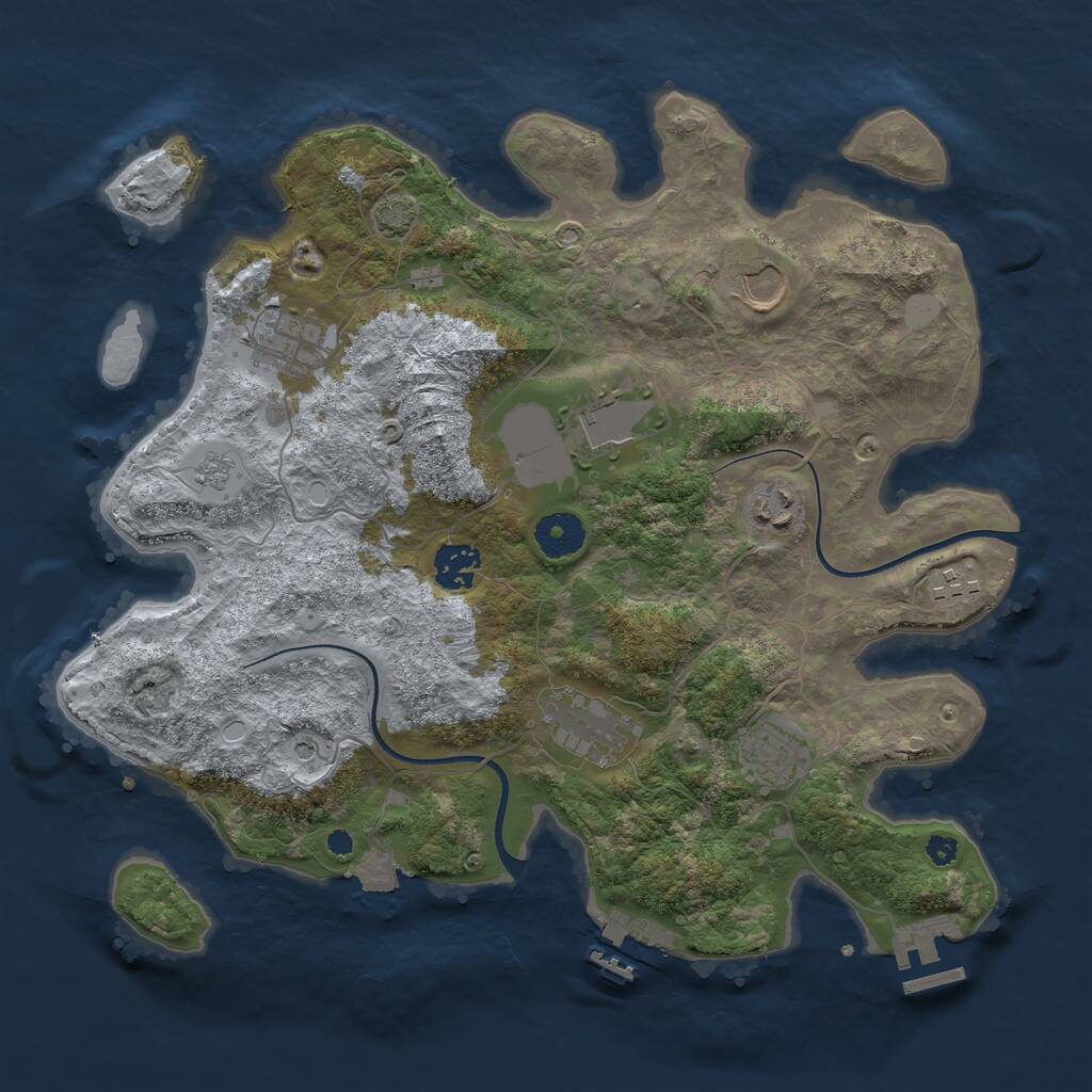 Rust Map: Procedural Map, Size: 3500, Seed: 50890943, 14 Monuments