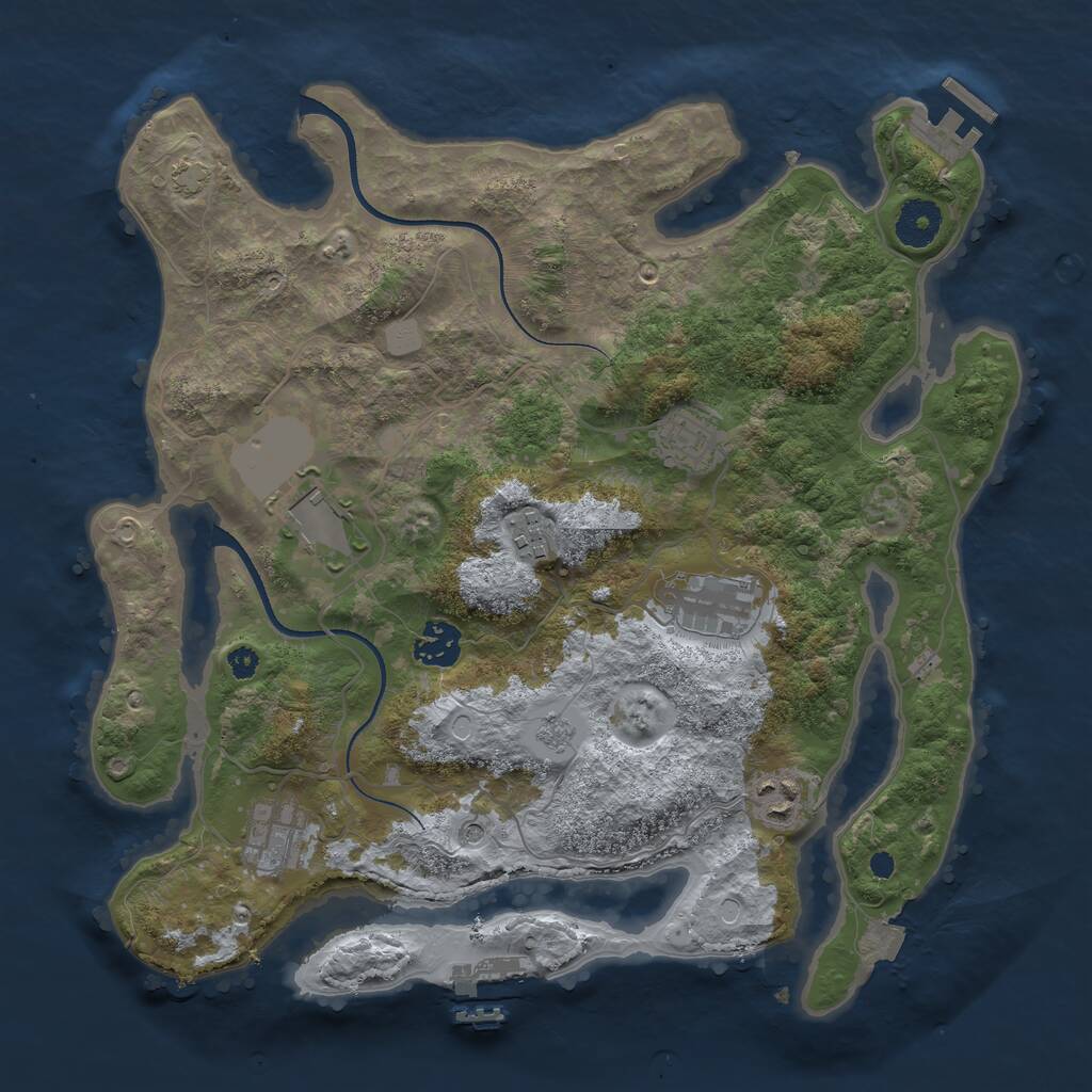 Rust Map: Procedural Map, Size: 3500, Seed: 96752118, 13 Monuments