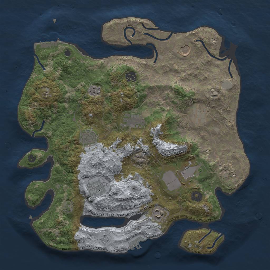 Rust Map: Procedural Map, Size: 3600, Seed: 986271, 17 Monuments