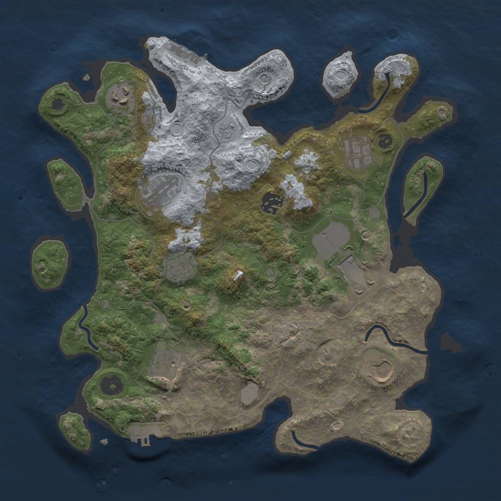 Rust Map: Procedural Map, Size: 3500, Seed: 22454329, 17 Monuments