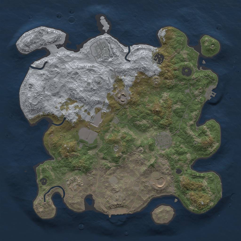 Rust Map: Procedural Map, Size: 3500, Seed: 18748991, 16 Monuments