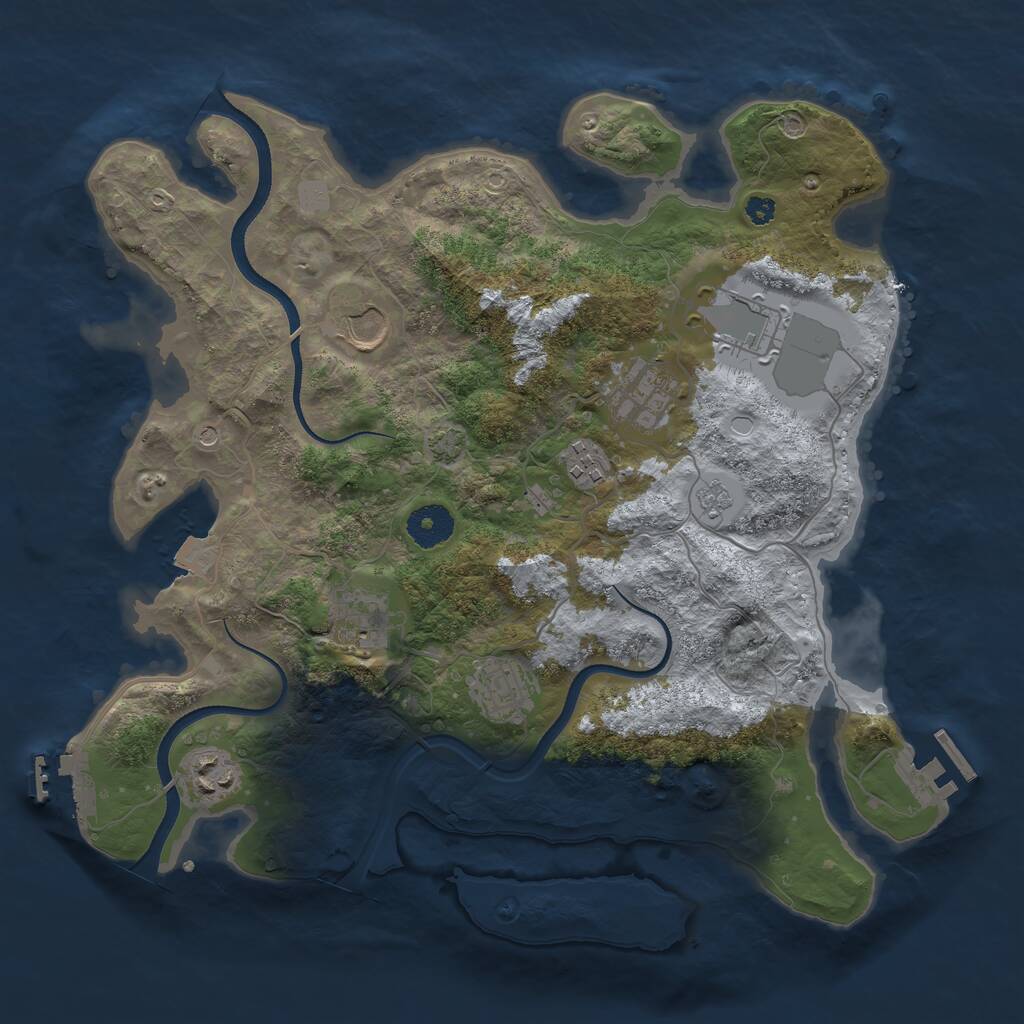 Rust Map: Procedural Map, Size: 3500, Seed: 81142264, 13 Monuments