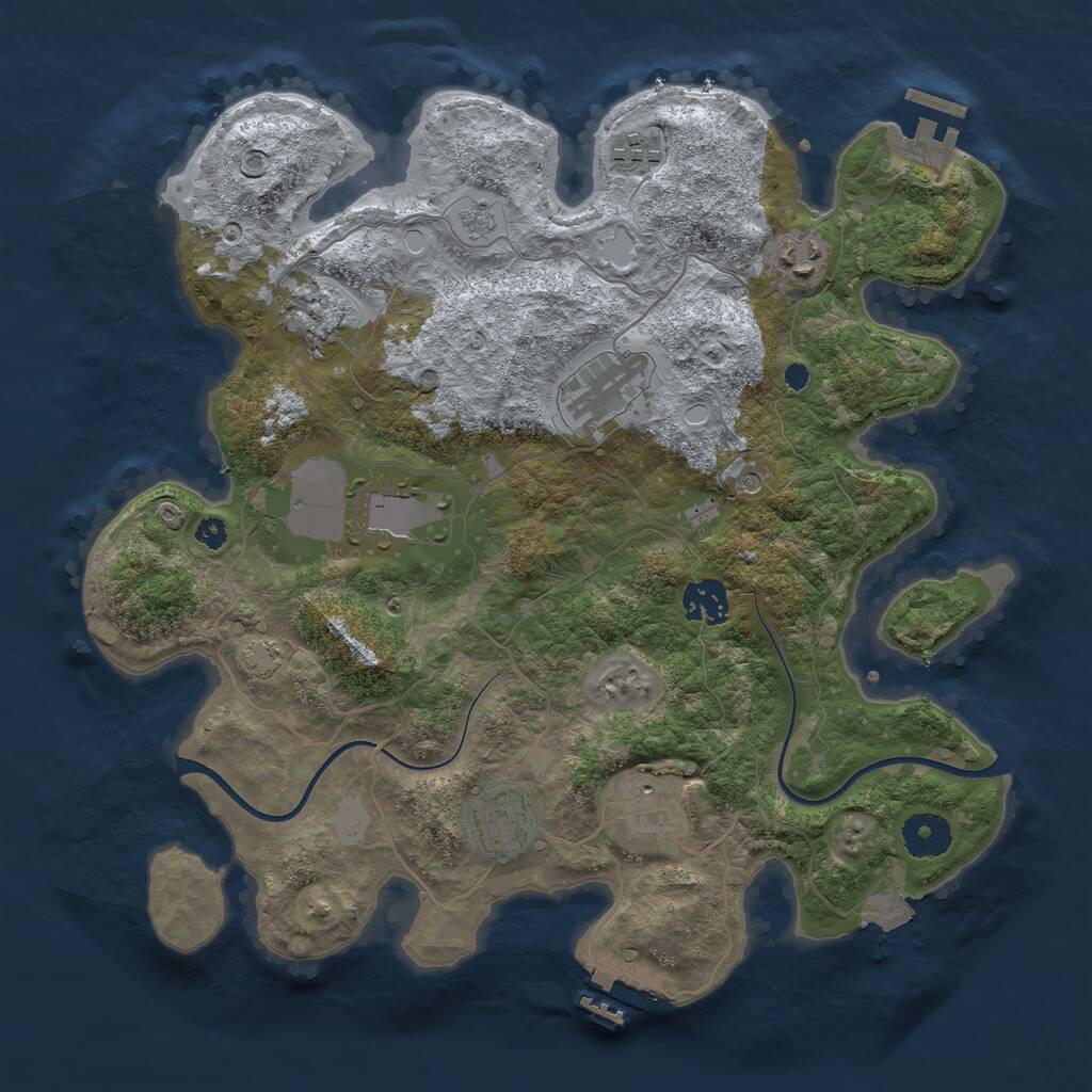 Rust Map: Procedural Map, Size: 3500, Seed: 5036865, 14 Monuments
